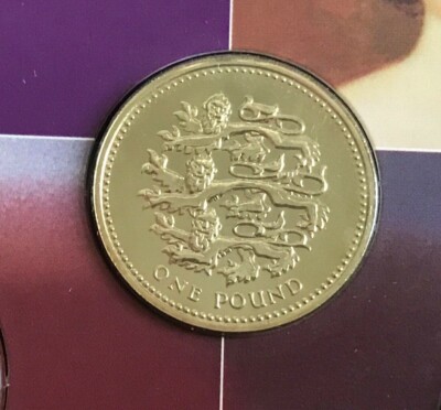 2002 ONE 1 POUND ENGLAND THREE LIONS BRILLIANT UNCIRCULATED BU BUNC
