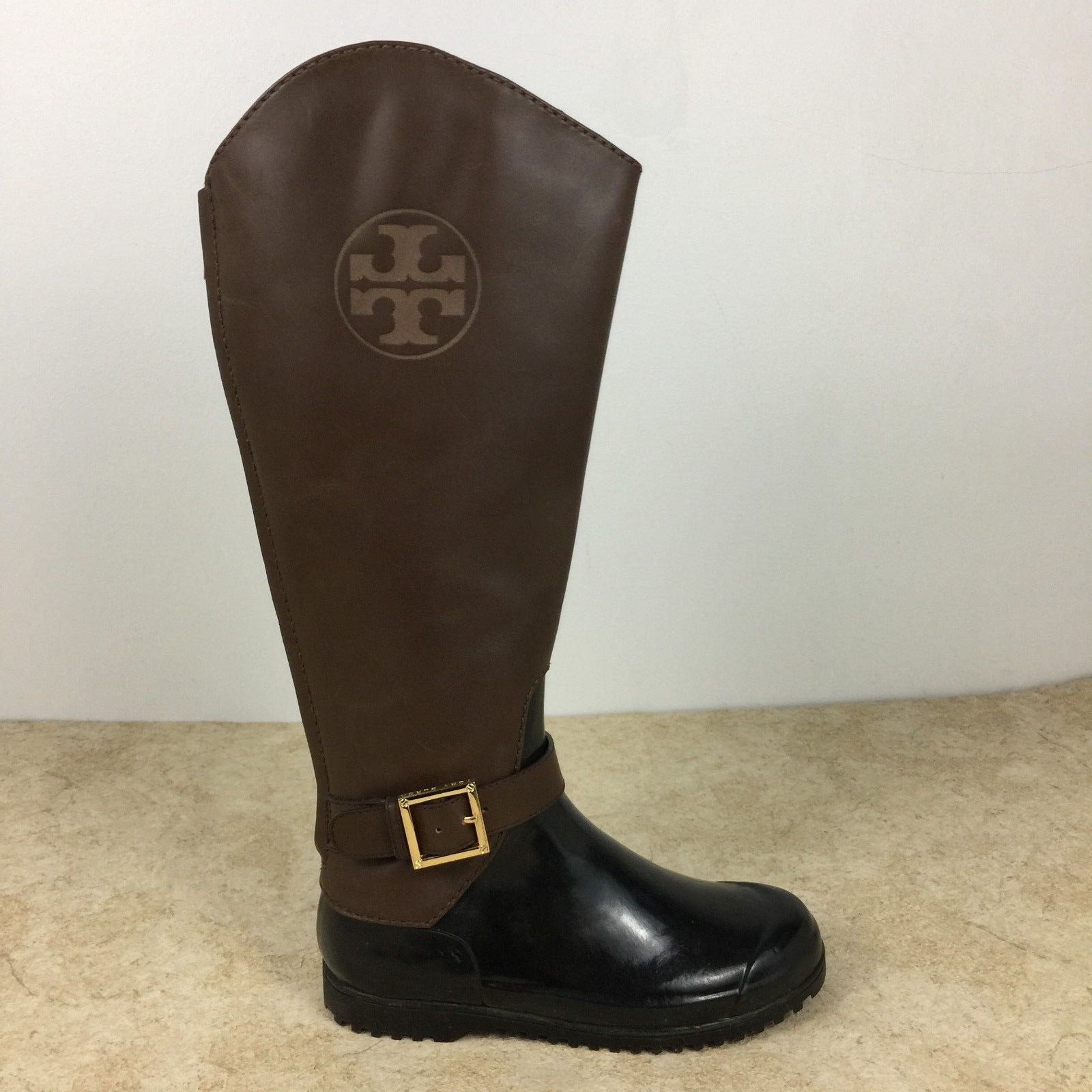 Tory Burch Logo Rain Boots Boots Brown/Black, US 5 M thumbnail 5
