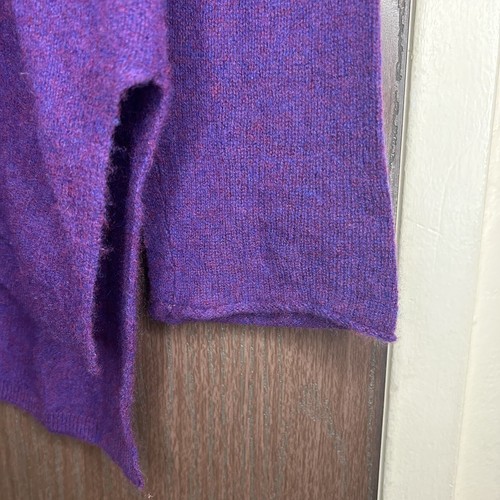 Belle France Womens Cashmere V-Neck Sweater Tunic Split Hem XL Purple Eggplant - Picture 7 of 9