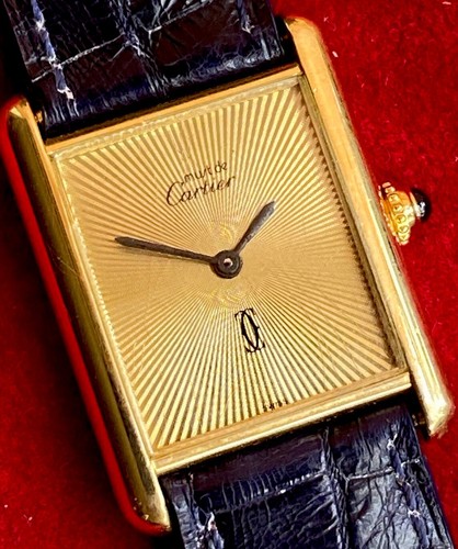 Cartier Tank Men’s Watch LM 24x31mm Sunburst Wind Manual Argent 925 Silver 18kGP