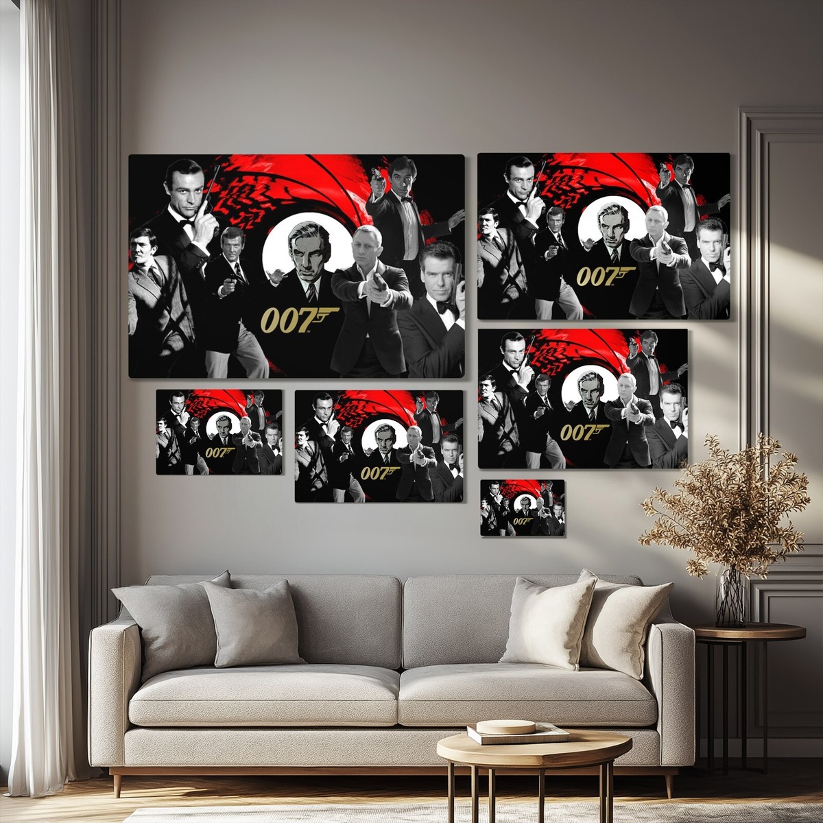 James Bond 007 Commemorative Movie Framed Canvas Wall Art Print