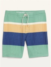 Old Navy Board Shorts Green Blue Peach Striped Built In Flex Mens 28W NWT