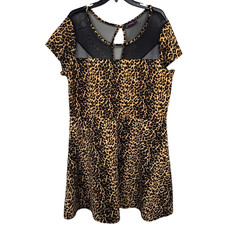 Annabelle USA Dress Size 3X Leopard Animal Print Mesh Pinup Retro Stretch