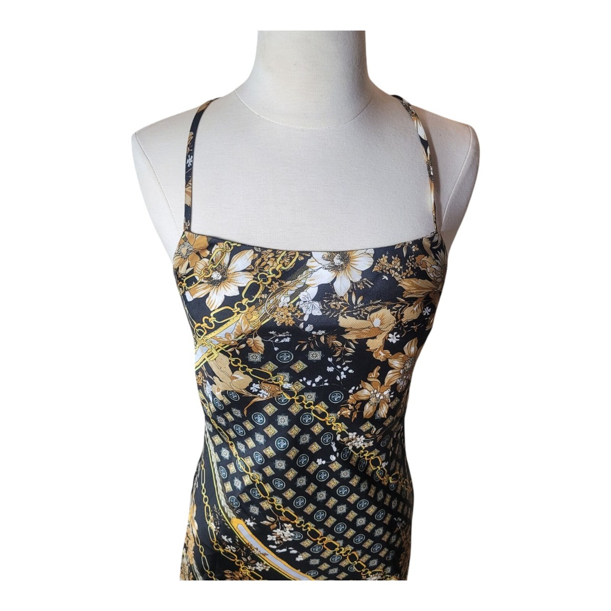 Princess Polly Mini Silky Slip Dress Lucci Gold Chain Designer