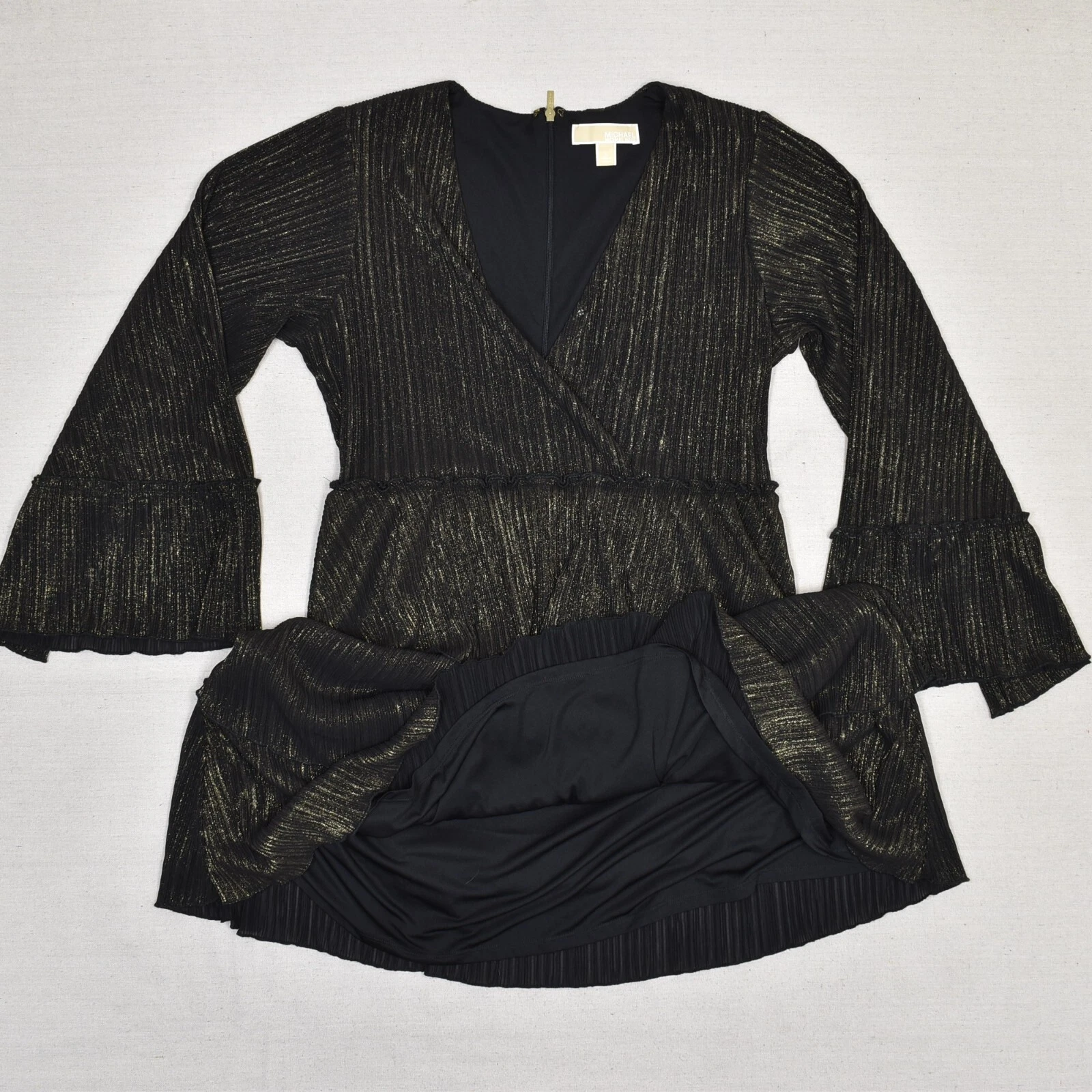 Abito donna Michael Kors aderente e svasato manica lunga poliestere multicolore scintillante L