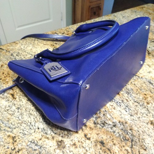 Ralph Lauren Newbury Double Zip Satchel Bag Tote Large RARE Blue MSRP $289 - Picture 15 of 19