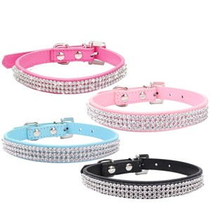 rhinestone leather dog collars