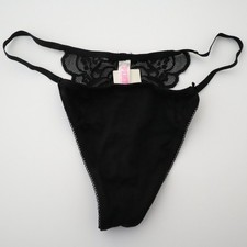 NEW Victoria's Secret VTG PINK Low Rise Lace Cotton V-String Thong Panty MEDIUM