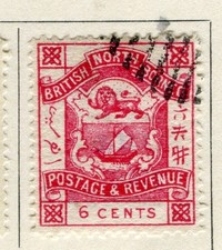NORTH BORNEO; 1889-92 classic Coat of Arms issue fine used 6c. value