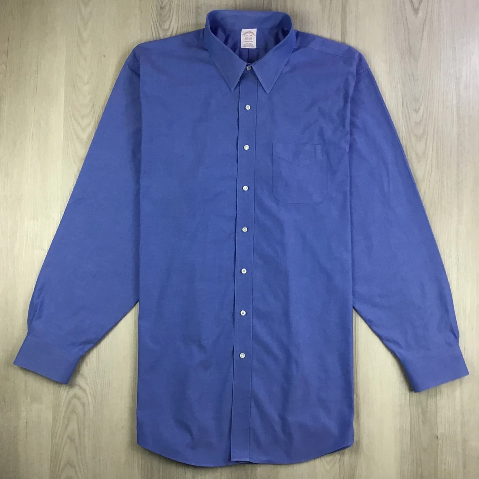 Camisa Brooks Brothers 1818 Para Hombre 18 1/2 - 37 Azul Madison Fit Manga Larga Supima Foto 2 de 4
