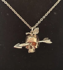 Kasun London 925 Silver/Rose Gold Plated ‘Forbidden Fruit’ Apple Skull Pendant