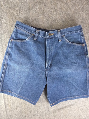 Vintage Wrangler Jorts Jeans Size 34 (36) Leather Tab USA Altered Hemmed - Picture 1 of 7
