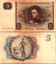 Sweden 5 Kronor 1954 Pick# 42a XF