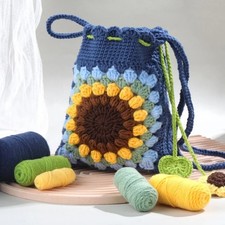Sunflower Crochet Bag Kit for Beginners – DIY Phone Purse with Yarn and Hook | H