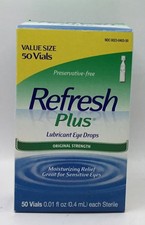 Refresh Plus Lubricant Eye Drops, Preservative-Free, 50 Ct Exp 4/26 IMPERFECT BX