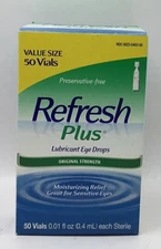 Refresh Plus Lubricant Eye Drops, Preservative-Free, 50 Ct Exp 1/26 IMPERFECT BX