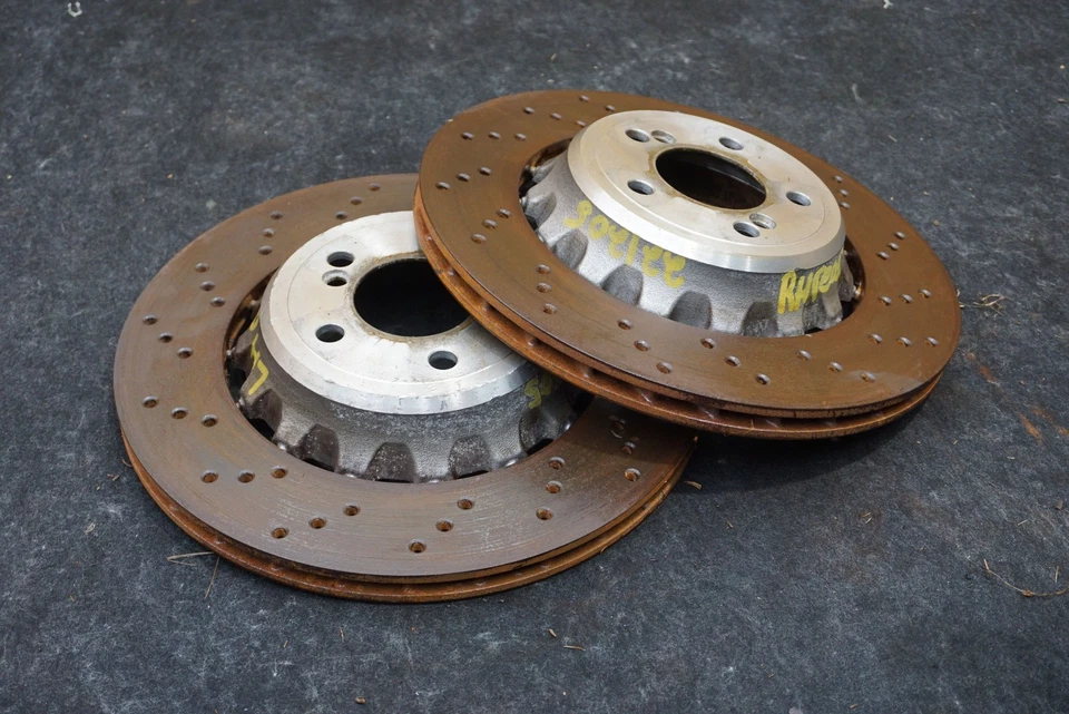 Set of 2 Rear Dilled Brake Disc Rotor 34212284811 BMW M2 16-18 M3 15-18 M4 15-20 - Image 2 of 4