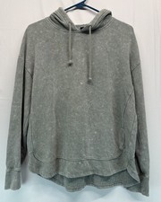 Women's Large Universal Thread Long Sleeve Hooded Dolman Sweatshirt Green Acid