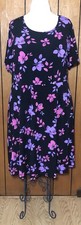 Women Within Plus Size Floral Pink  Short Sleeve Dress Fit&flare MIDI Dress 2X