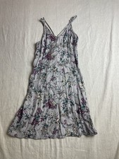 American Eagle Gray Size S Floral Boho Cottagecore Lace Up Back Mini Slip Dress