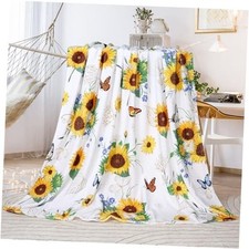 Sunflower Throw Blanket Ultra Soft Butterfly Floral Blanket Cozy 60" 80" Golden