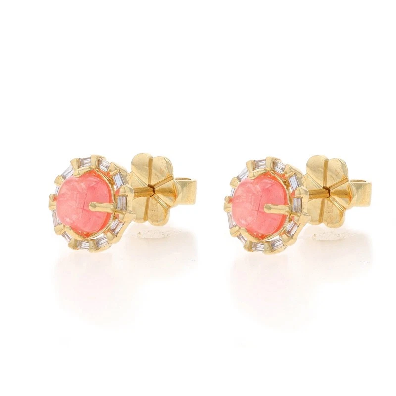 黄金红宝石钻石光环耳钉 - 14k 方形驾驶室 0.20 克拉 — 第 2/4 张图片