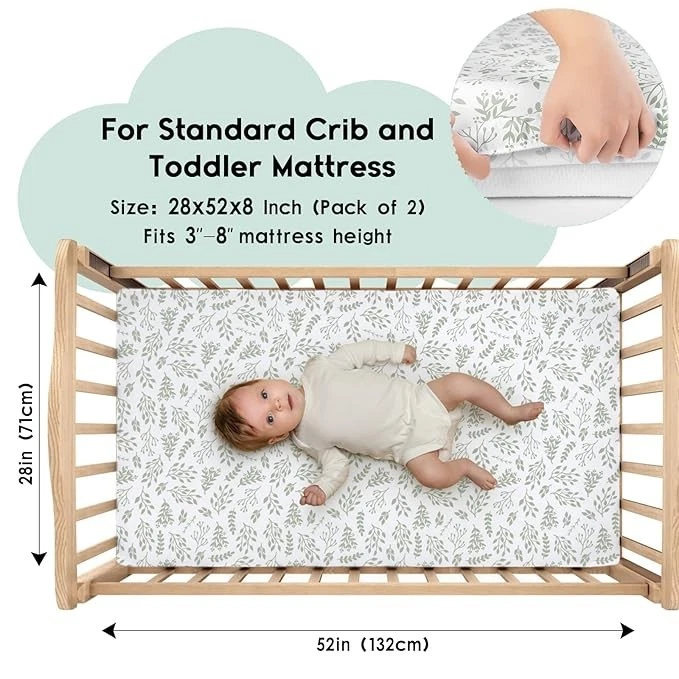 Sábanas ajustables para cuna de bebé Yoofoss para niños niñas Foto 2 de 4