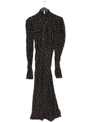 Ba&sh Damen Maxikleid UK 4 Schwarz 100% Viskose Langarm Lang Hochgeschlossen Maxi