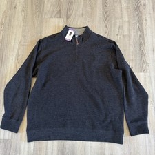 LANDS' END BEDFORD 1/4 ZIP DARK CHARCOAL HEATHER SWEATER SIZE XXL  NEW 