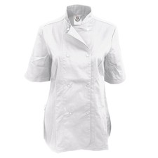 Image of Dennys Womens/Ladies Short Sleeve Fitted Chef Jacket  BC3471