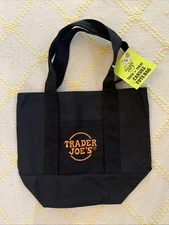 Trader Joe's Mini Canvas Tote Bag Halloween Trick Or Treat  BLACK