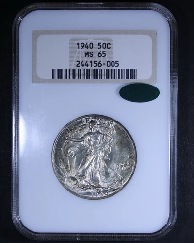 1940 Walking Liberty Half Dollar - 50c NGC MS65 CAC ✅ - Old Fatty Holder