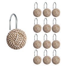 Boho Knots Shower Curtain Hooks, Home Decorative Shower Curtain Rings for Bat...