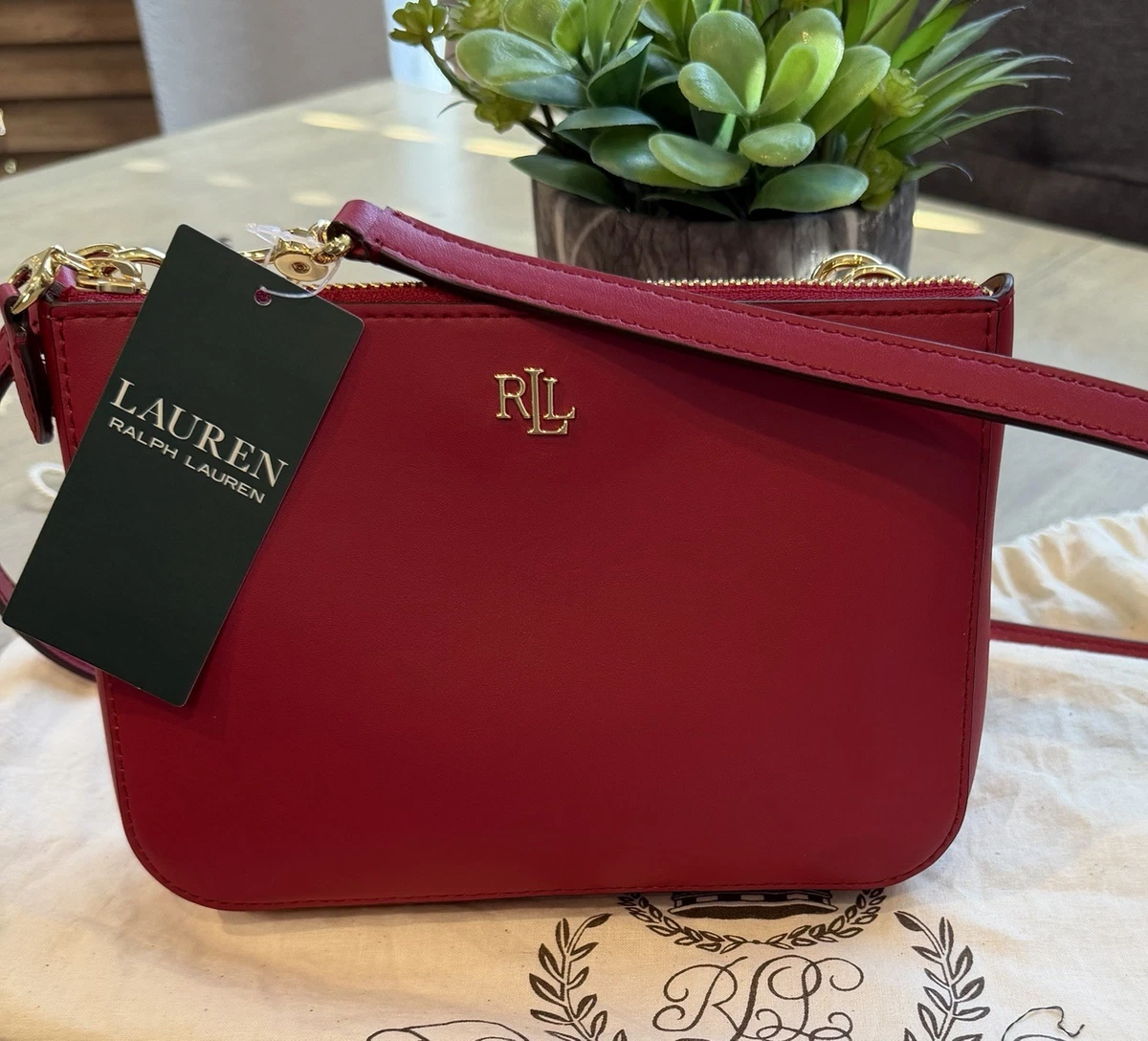 Ralph Lauren Cow Leather Handbag red Crossbody Lauren by Ralph Lauren Red Leather Crossbody hipster handbag  main image 3