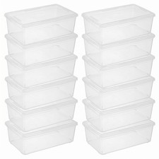 12 Pack 6QT Clear Stackable Plastic Storage Bins with Lids
