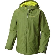 Columbia Watertight II Rain Wind Jacket Green, Boys XS Full Zip Hooded Omni-Tech