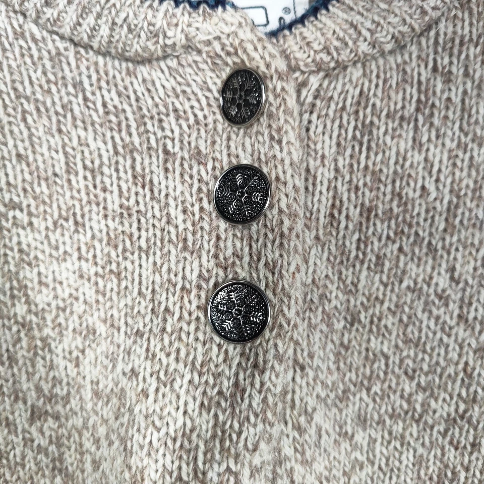 Woolrich Feminino M Henley Suéter Botão M Cottage Rústico Outono Terra Faixa de Lã - Imagem 4 de 4