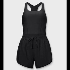 Fabletics Sport Shortsie Romper Black XL NWT Built-In Bra One Piece Activewear