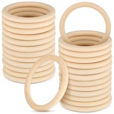30 PCS Natural Wooden Rings 4 Inches Unfinished for Craft Solid Wood Circles ...