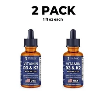 Dr. Berg, Vitamin D3 & K2 with Zinc & MCT Oil - 1 fl oz each, 2 PACK