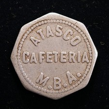 NICE Connecticut token - Atasco Cafeteria, 5&cent;, Bridgeport, Conn.