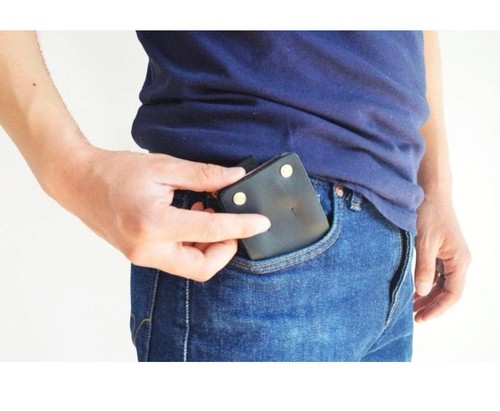 MKC Minimalist Slim Leather Wallet Pull Tab Tools Cardholder Key Card Holder - Picture 3 of 7