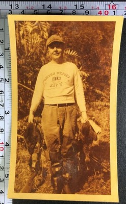 Faded Color Duck Hunter Shotgun Dead Ducks Hunting Vintage Photo Snapshot #1