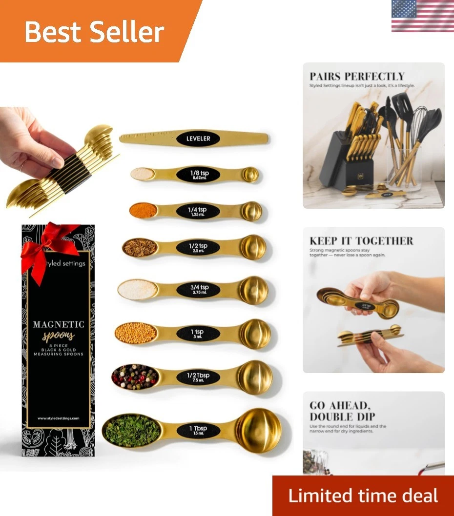 Magnetic Measuring Spoons Set – Stainless Steel Gold Measuring Spoons for Coo...
Opens in a new wind