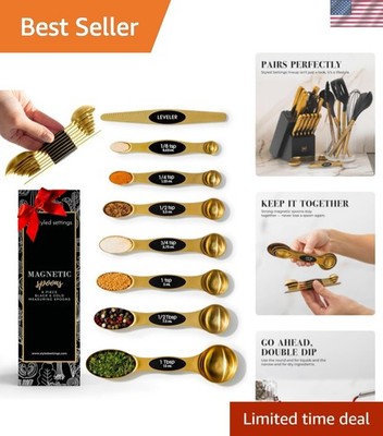 Magnetic Measuring Spoons Set   Stainless Steel Gold Measuring Spoons for Coo...