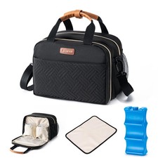 Breastmilk Cooler Bag with Ice Pack Fits 6 Baby Bottles Up to 9 Ounce, with W...