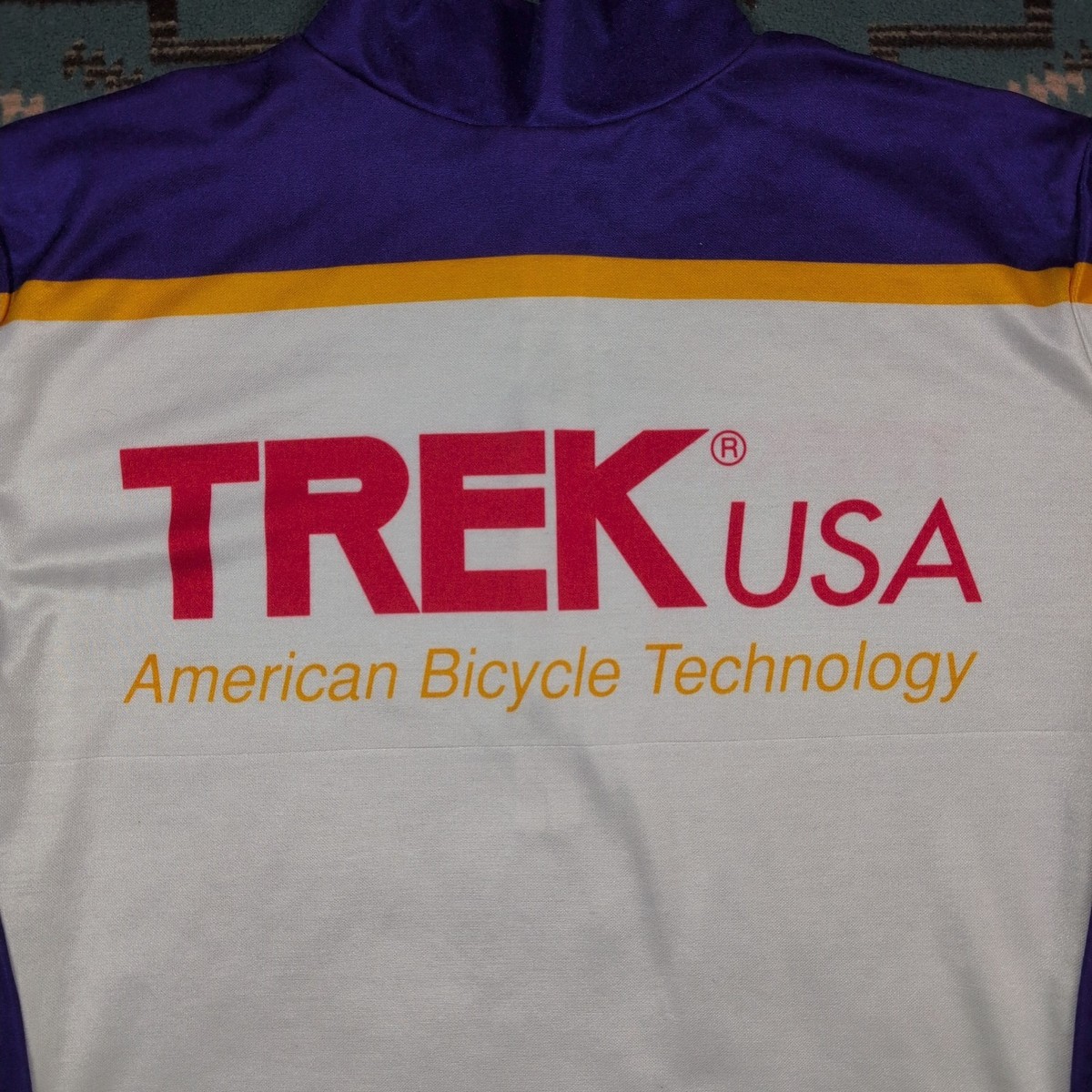 Maillot Cyclisme Vintage Trek USA – Colorblock Années 90 – Taille S – Homme/Femme