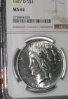 1927 D PEACE DOLLAR NGC MS 61