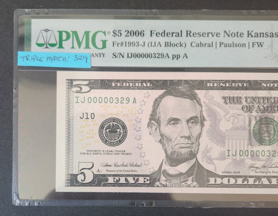 Rare Triple Matched Serial Numbers. $5 And $10 and $10 FRNs - Image 3 of 4