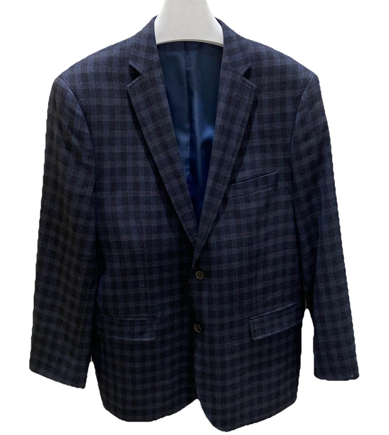 Johnston Murphy Seasonless Wool Navy & Black Check Blazer 40R